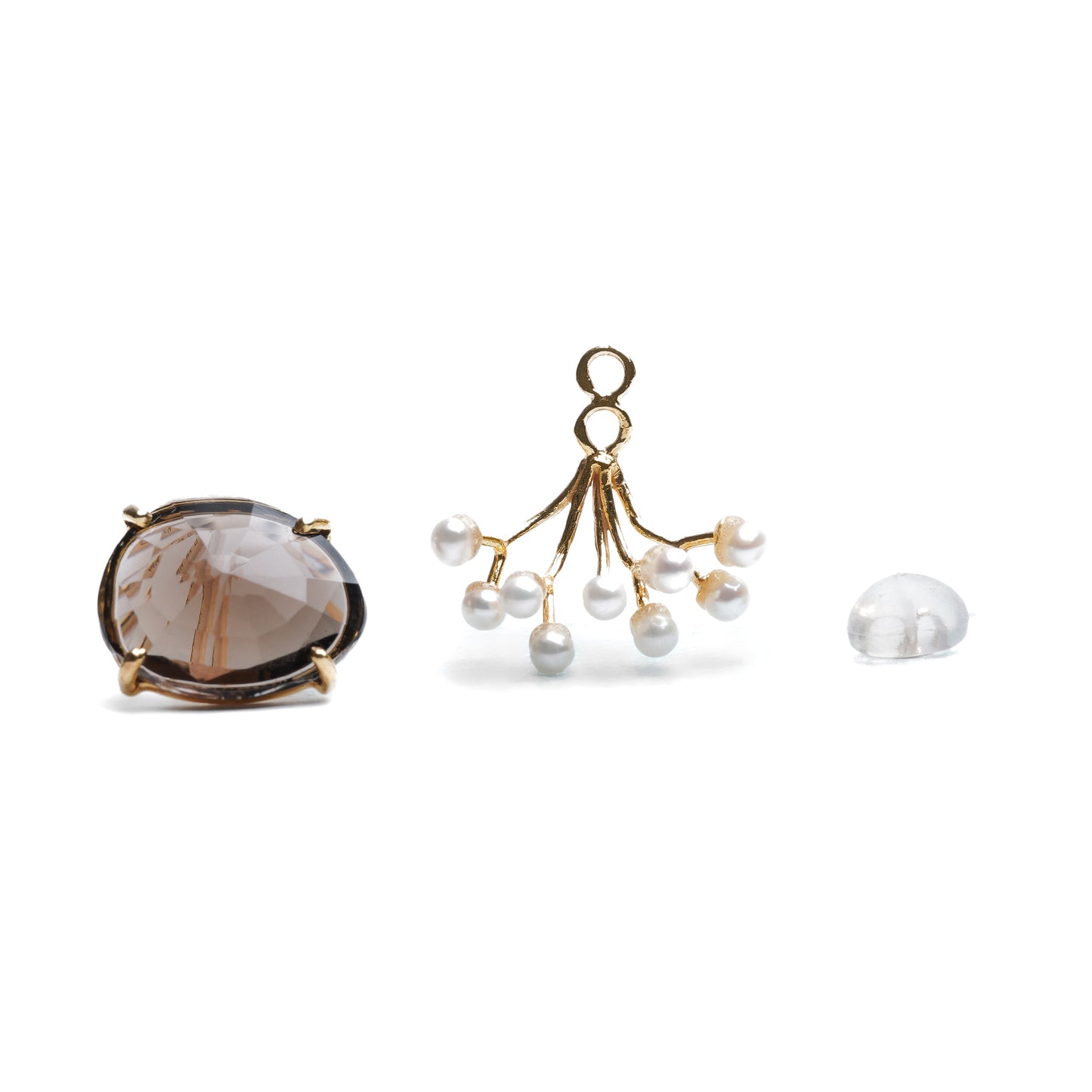 【 Online Limited 】Gemstone Fairy Earrings Collection Pierce <Smoky Quartz >
