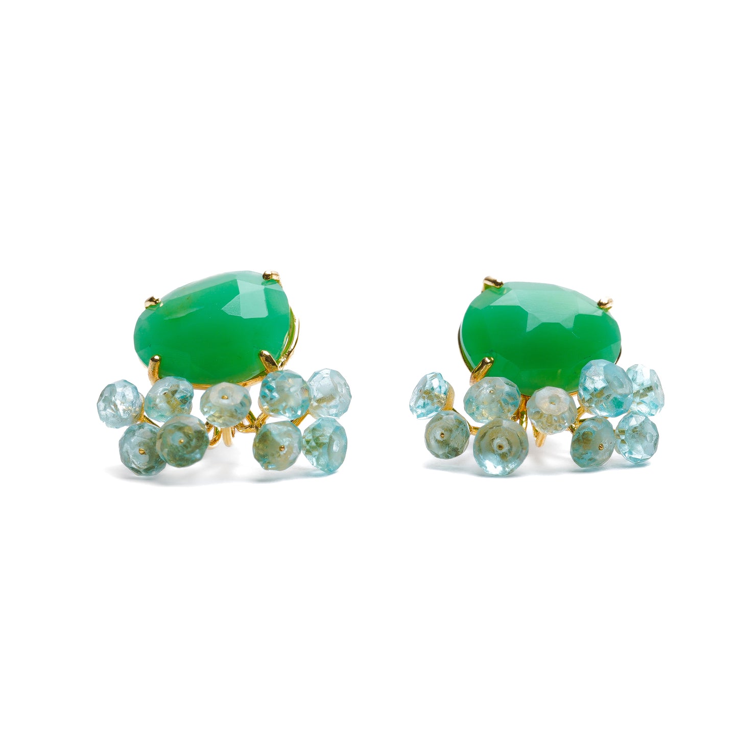 【 Online Limited 】Gemstone Fairy Earrings Collection Pierce < Chrysoprase >