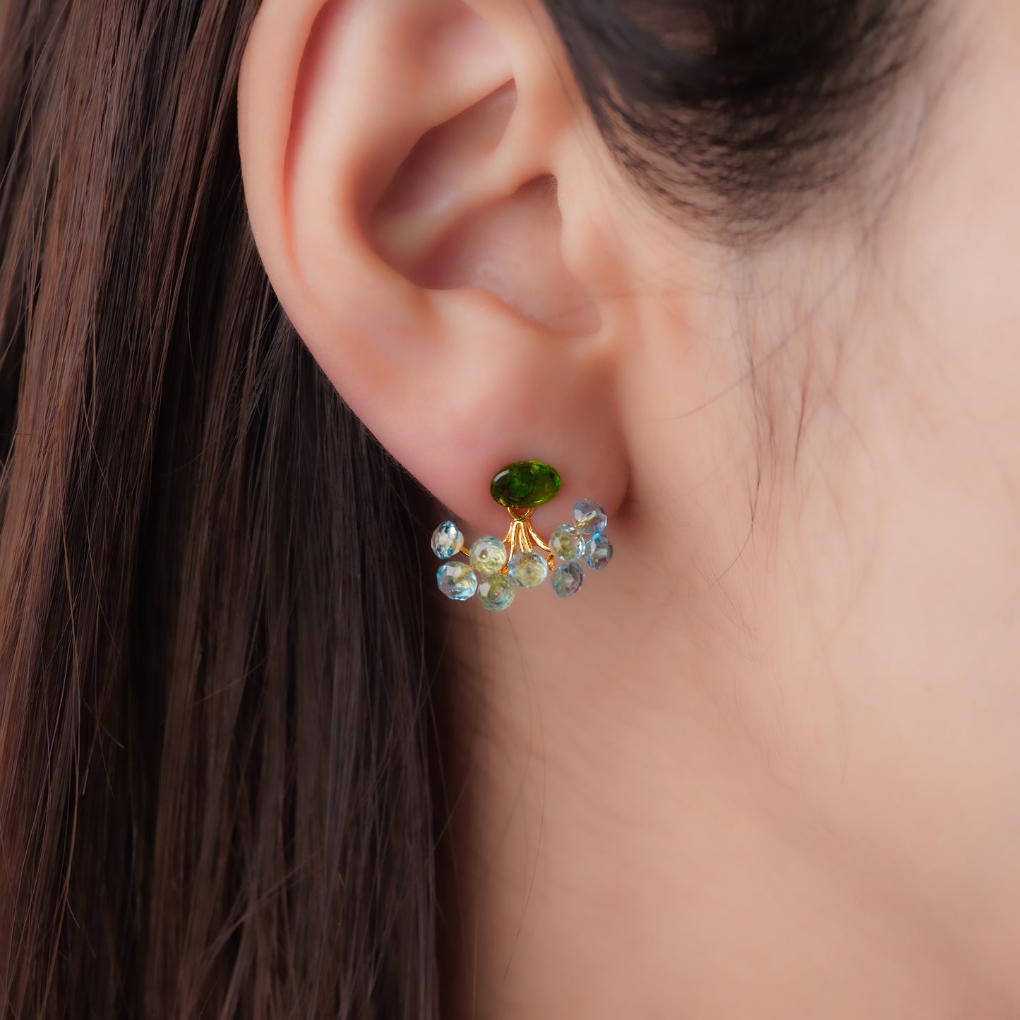Gemstone Fairy Earrings Collection Pierce < Chrome Diopside >