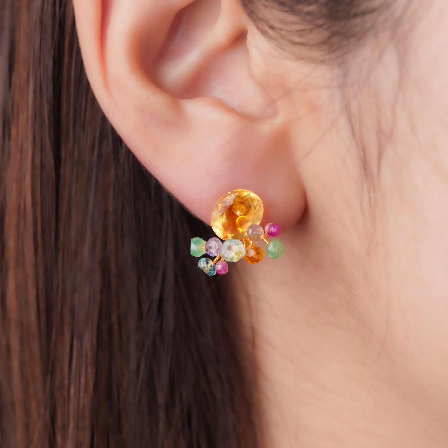 Gemstone Fairy Earrings Collection Pierce < Golden Apatite >