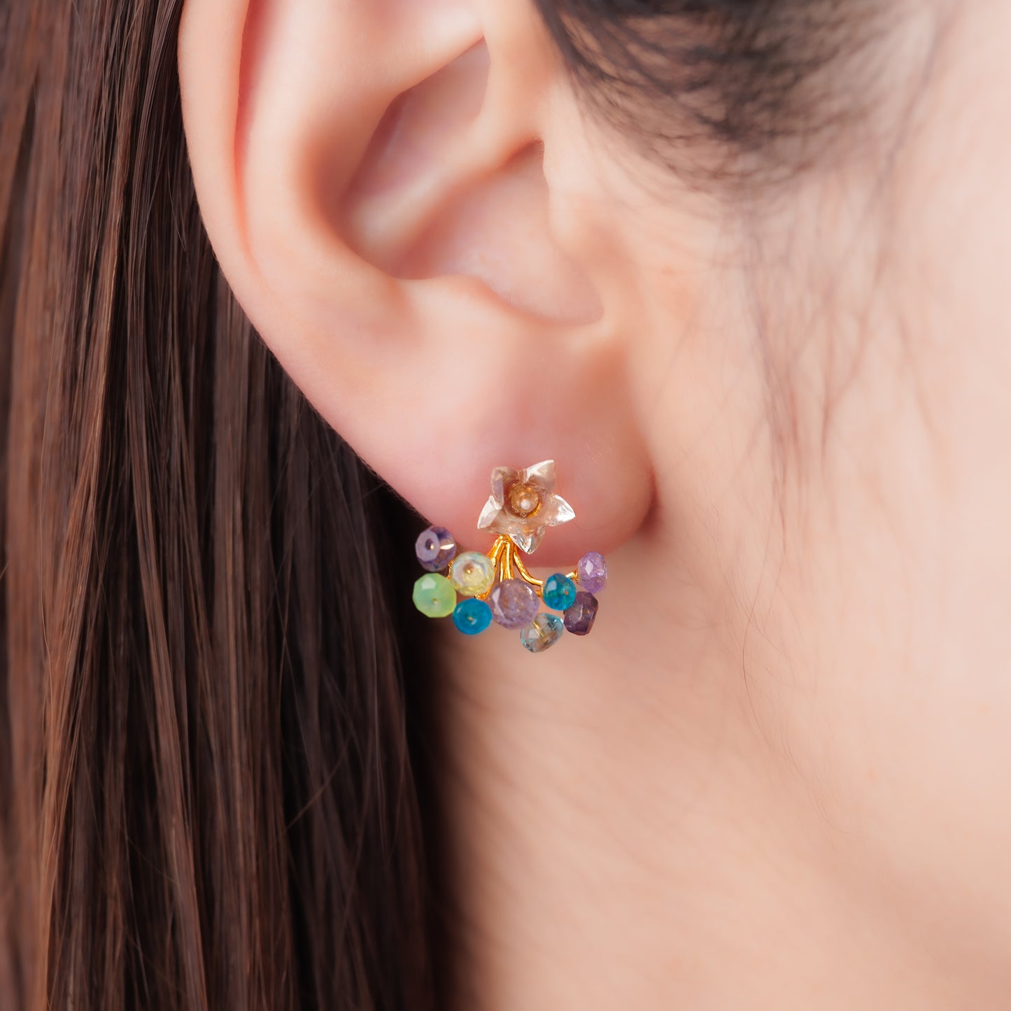 Gemstone Fairy Earrings Collection Pierce < Green Quartz mini >
