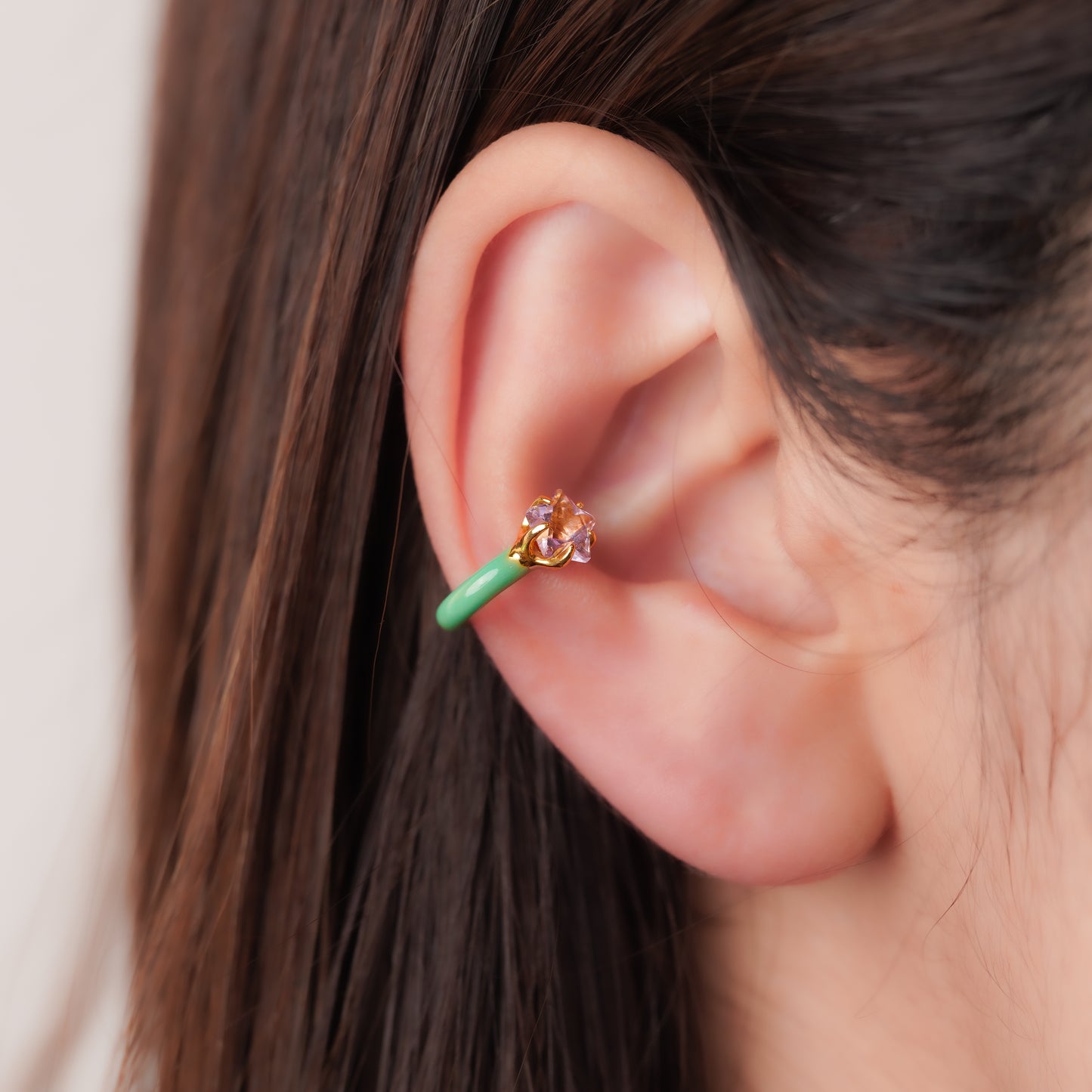 Candy Collection Earcuff < Rose Quartz / Resin >
