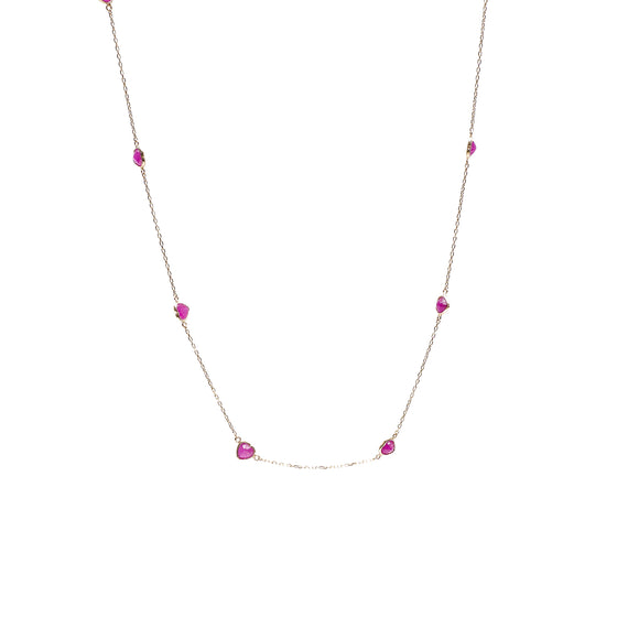 heart Gemstone Loop×Loop Collection Necklace < Ruby >