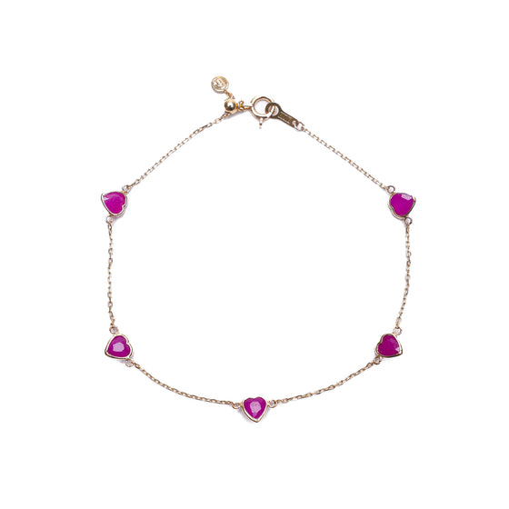 heart Gemstone Loop×Loop Collection Bracelet < Ruby >