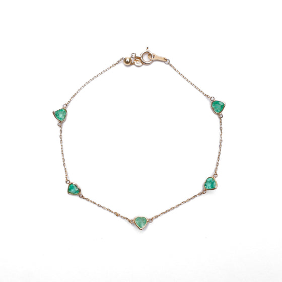 heart Gemstone Loop×Loop Collection Bracelet < Emerald >