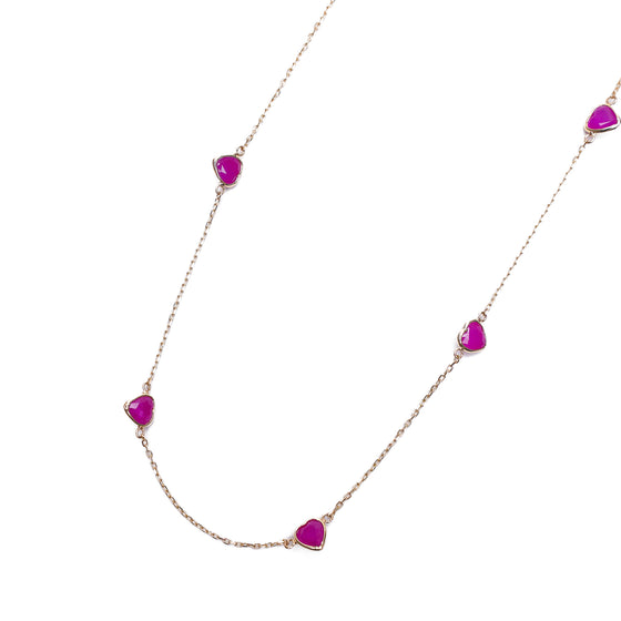 heart Gemstone Loop×Loop Collection Necklace < Ruby >