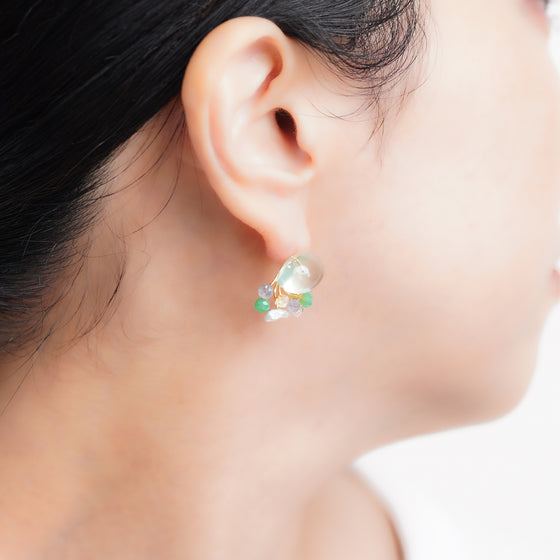 Gemstone Fairy Earrings Collection Pierce  < Green Fluorite >