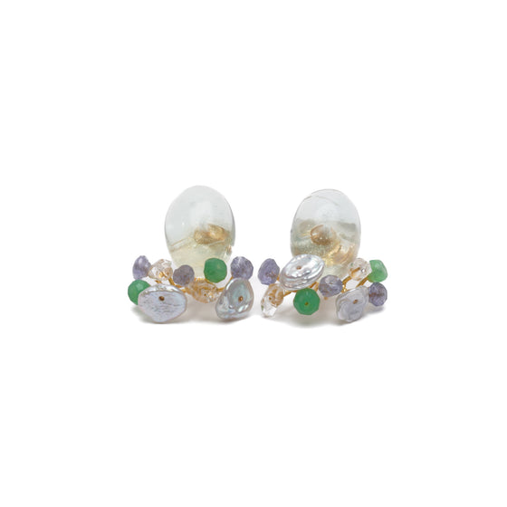Gemstone Fairy Earrings Collection Pierce  < Green Fluorite >