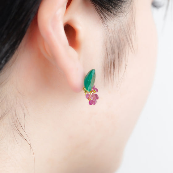 Gemstone Fairy Earrings Collection Pierce < Green Agate >