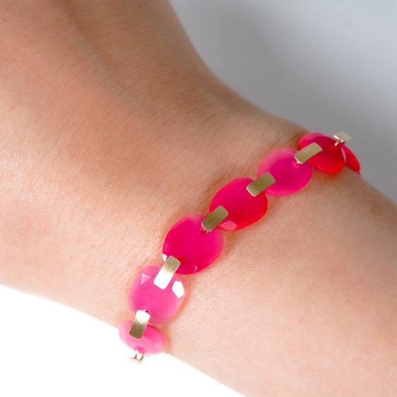 Loop×gems Collection Bracelet < Pink Chalcedony >