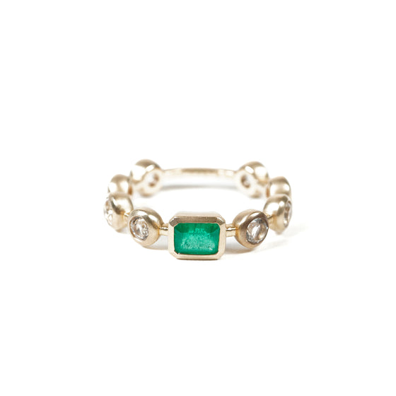 「Q」Ring Collection Ring < Emerald / White topaz >