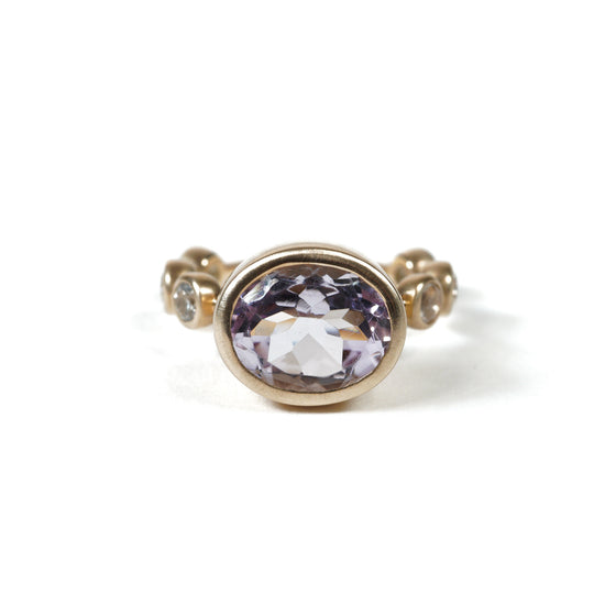 「Q」Ring Collection Ring < Pink Amethyst / White topaz >