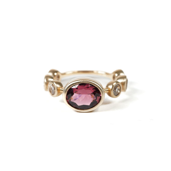 「Q」Ring Collection Ring < Pink Tourmaline / White topaz >