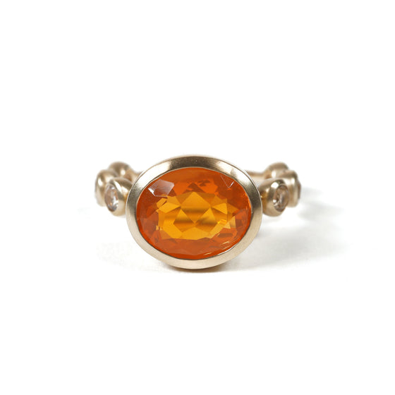 「Q」Ring Collection Ring < Fire Opal / White topaz >
