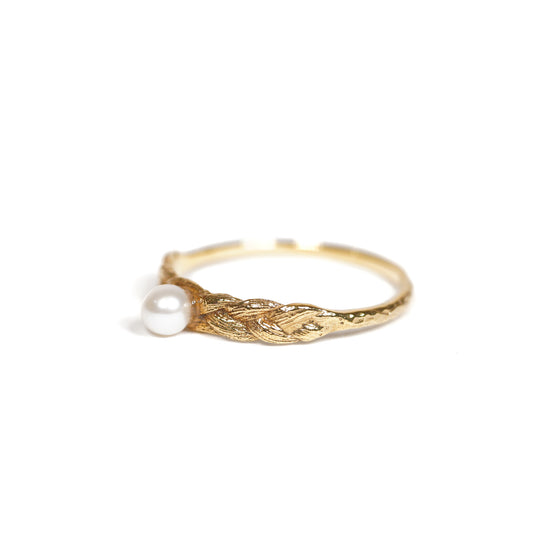 Braid Hair Collection Ring < Fresh water pearl >
