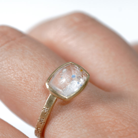 Classic stars one stone Collection Ring < Diamond / Gilalite in Quartz >