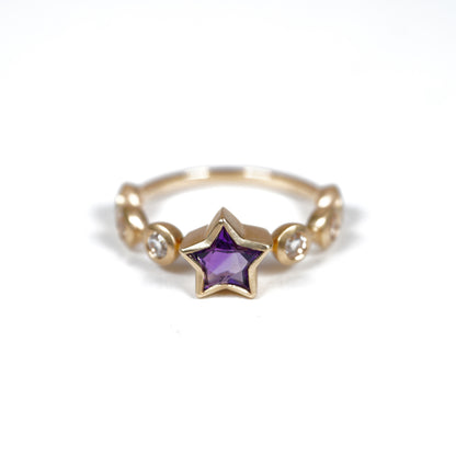 「Q」Ring Collection Ring < Amethyst / White topaz >