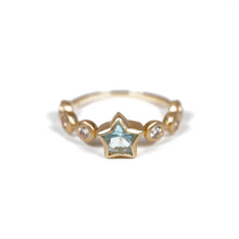  「Q」Ring Collection Ring < Aquamarine / White topaz >